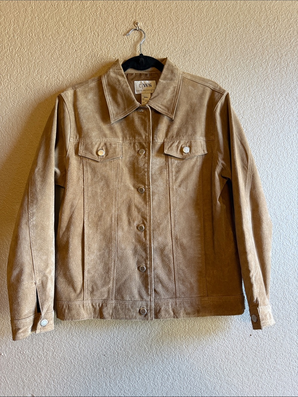 C/WS Casual Workstyle Tan Suede Leather Trucker Jacket